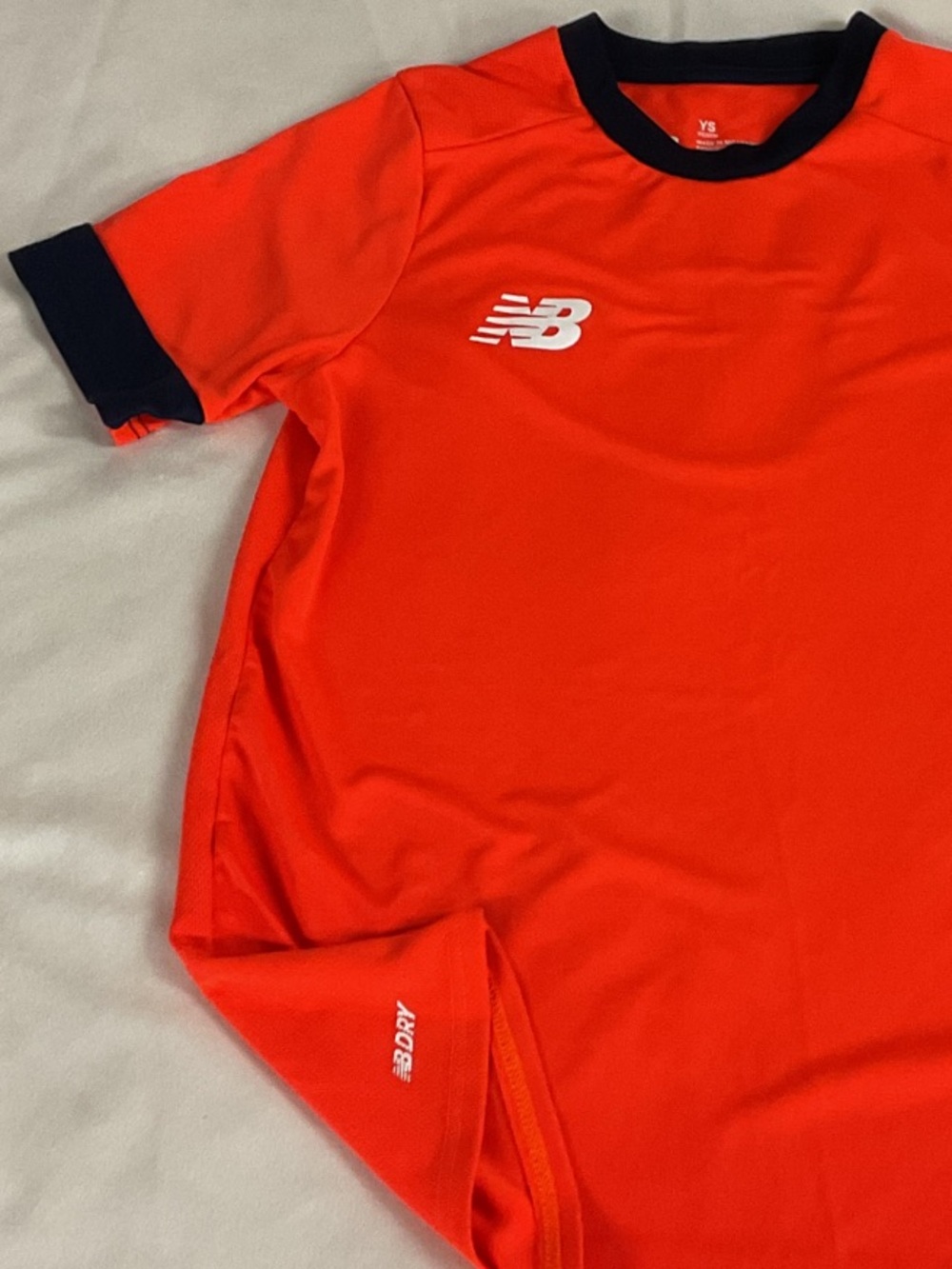 Brand New New Balance Bright Orange/Navy Youth Short Sleeve Athletic Tee